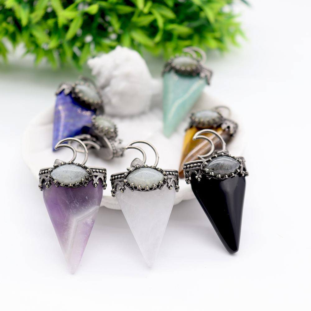 Crystal and Gem Stone Moon Pendants Best Crystal Wholesalers