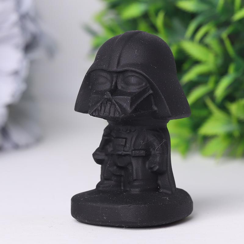 2.5" Black Obsidian Darth Vader Crystal Carvings Cartoon Bulk Best Crystal Wholesalers