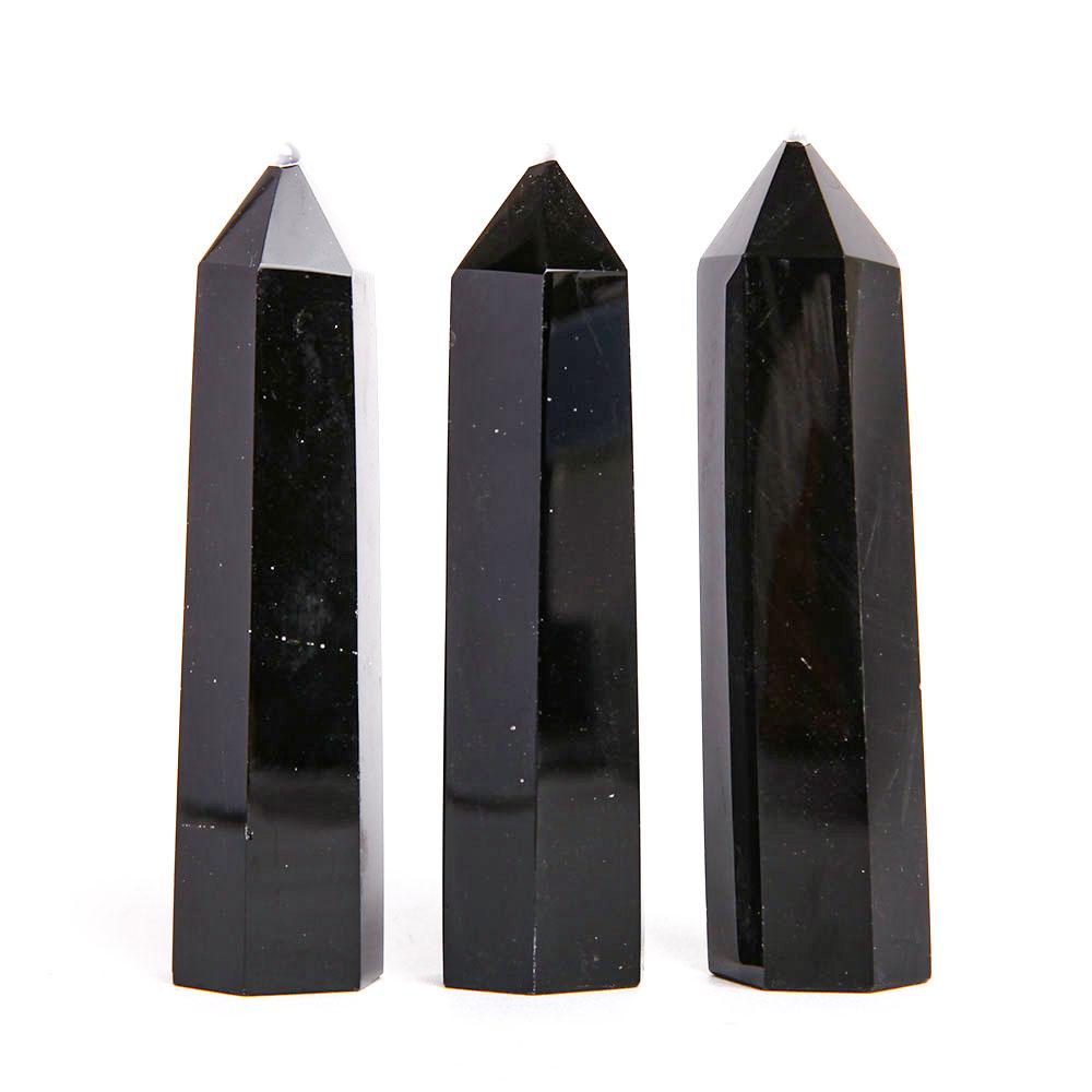 Set of 3 Black Obsidian Crystal Towers Points Bulk Best Crystal Wholesalers