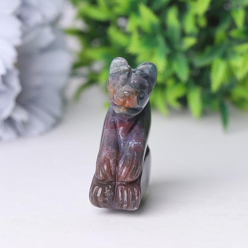 2" Moss Agate Bear Crystal Carving Animal Cartoon Bulk Best Crystal Wholesalers