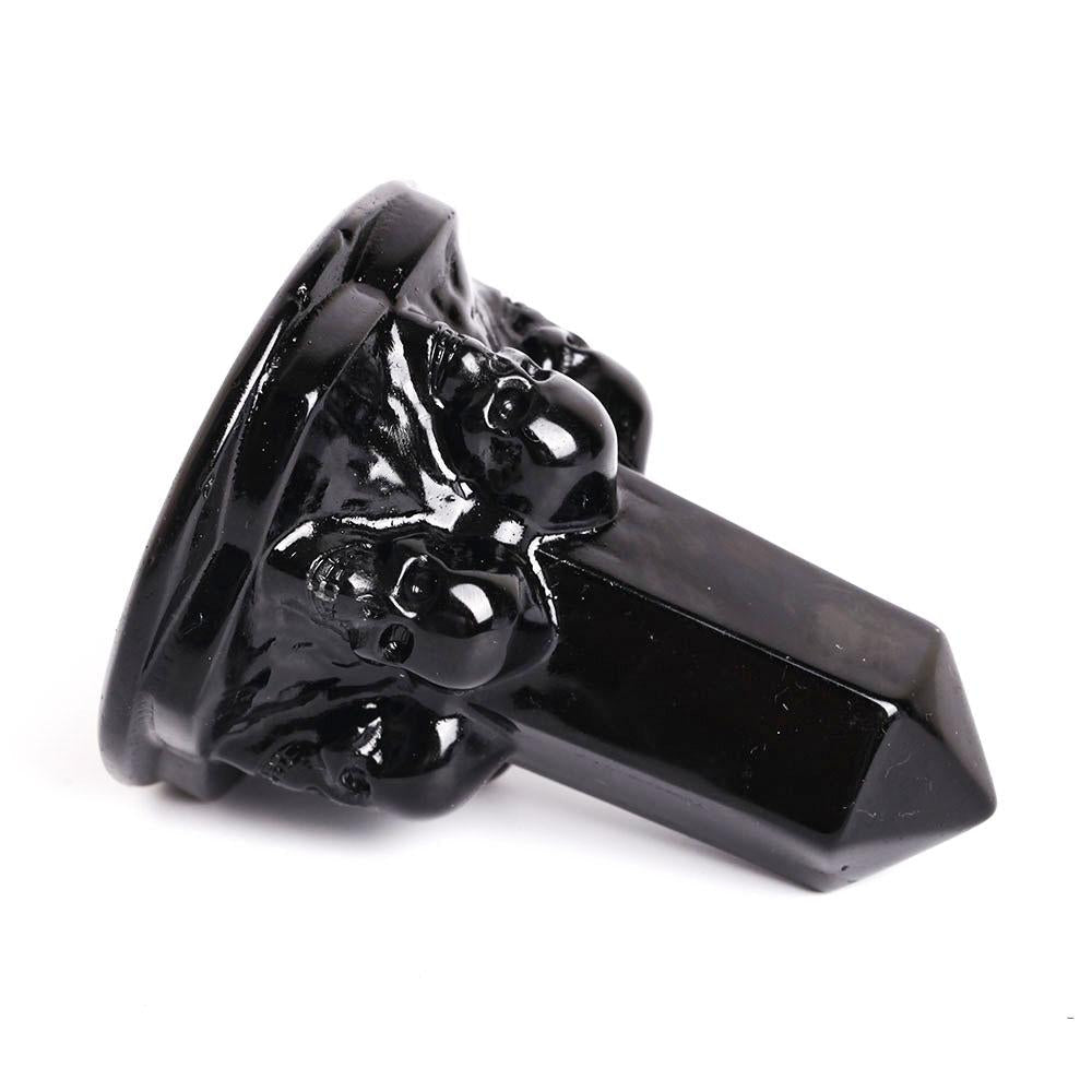 Black Obsidian Towers Points Bulk With Carving Skull Decor Best Crystal Wholesalers