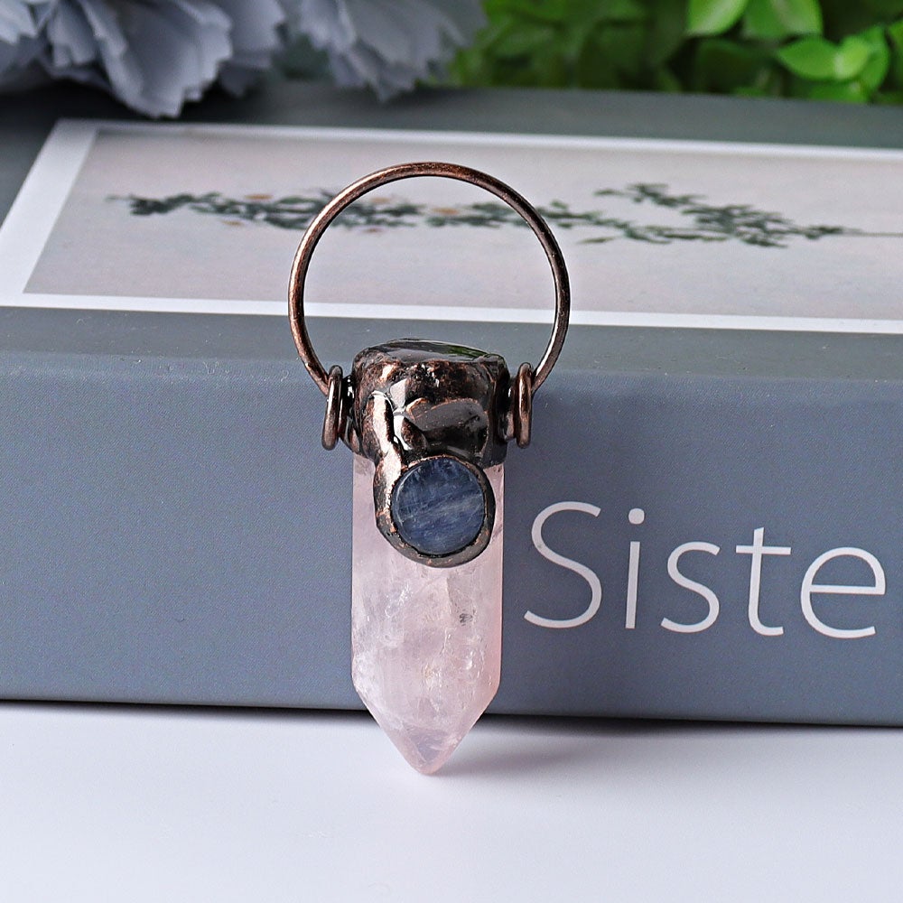 2.4" Amethyst Rose Quartz with Kyanite Pendant for DIY Best Crystal Wholesalers