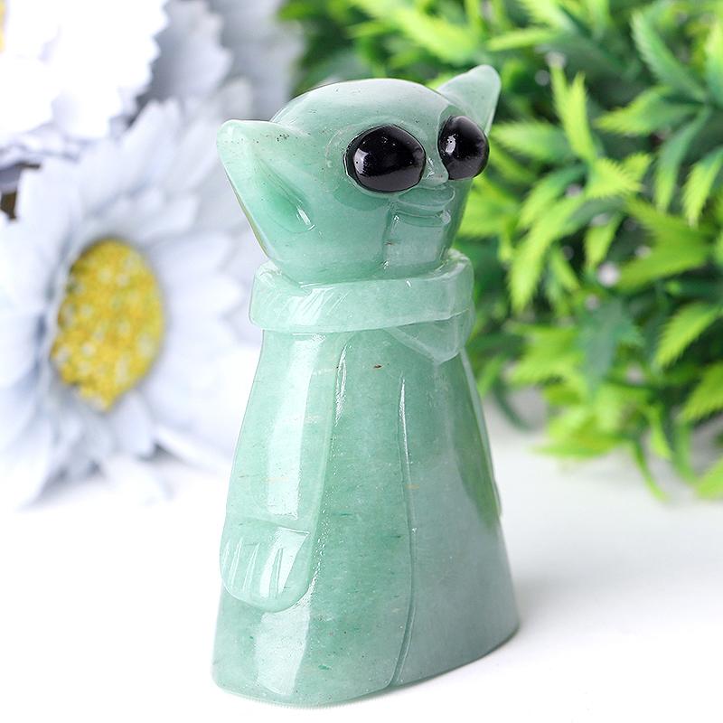 3" Green Aventurine Baby Yoda Master Crystal Carvings Cartoon Bulk Best Crystal Wholesalers