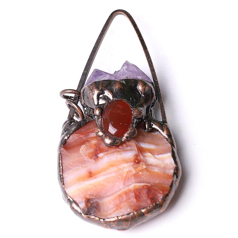 3" Carnelian Amethyst Pendant For Necklace