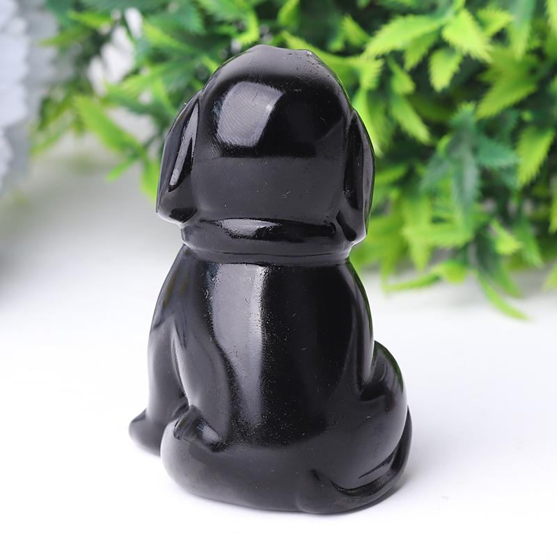 2.7" Black Obsidian Dog Crystal Carvings Animal Bulk Best Crystal Wholesalers