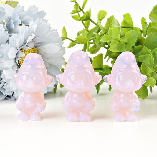 2" Pink Opalite Smurfs Crystal Carvings Cartoon BulkBest Crystal Wholesalers