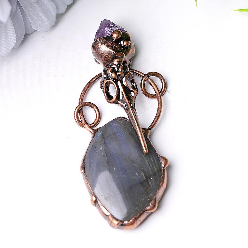 2.5" Labradorite with Amethyst Pendant for Jewelry DIY Best Crystal Wholesalers