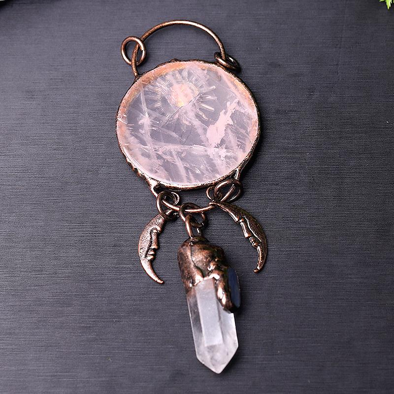 Rose Quartz with Clear Quartz Kyanite Pendant for Jewelry DIY Best Crystal Wholesalers