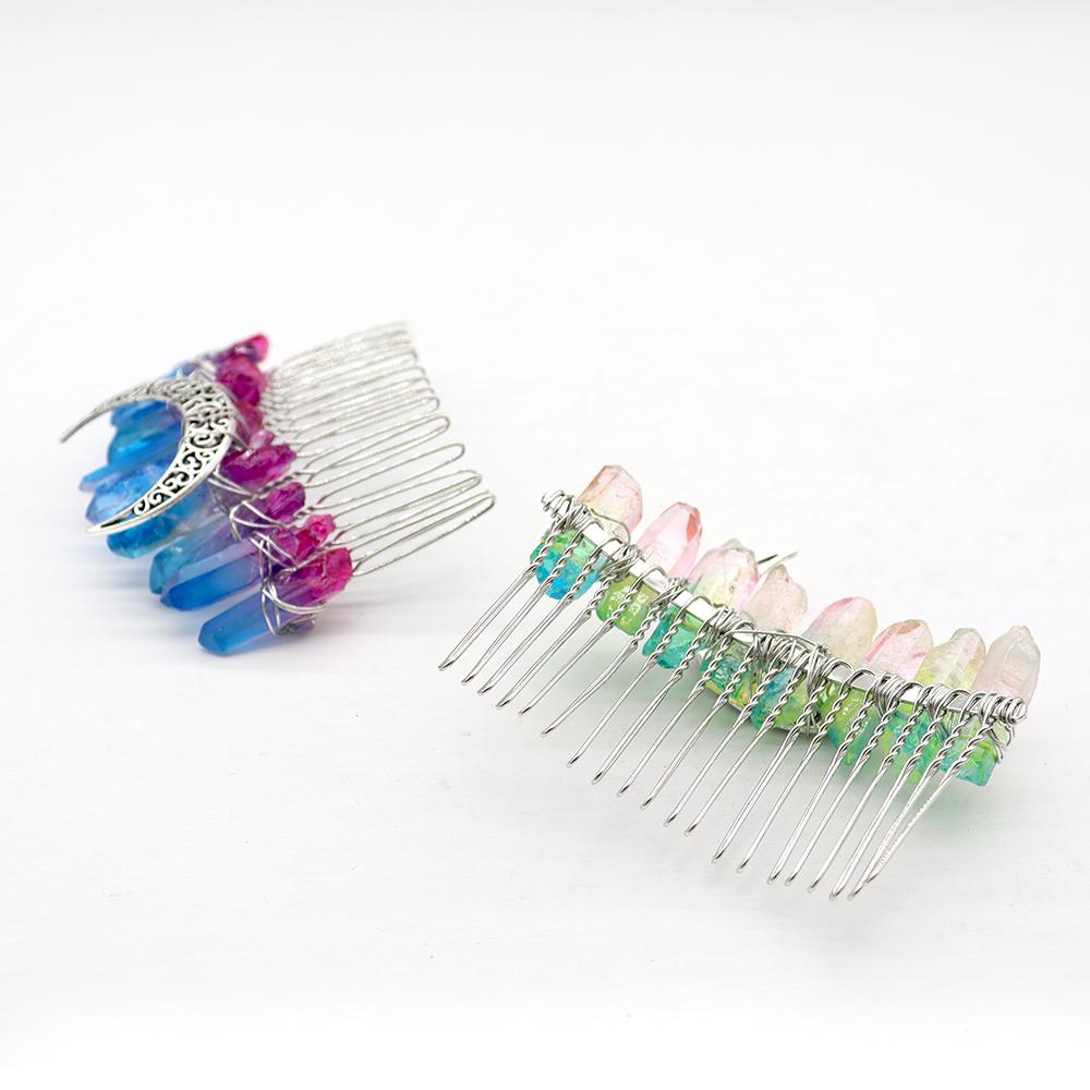 Aura Crystal Witch Moon Crown Silver Wire Hair Accessories Comb Best Crystal Wholesalers