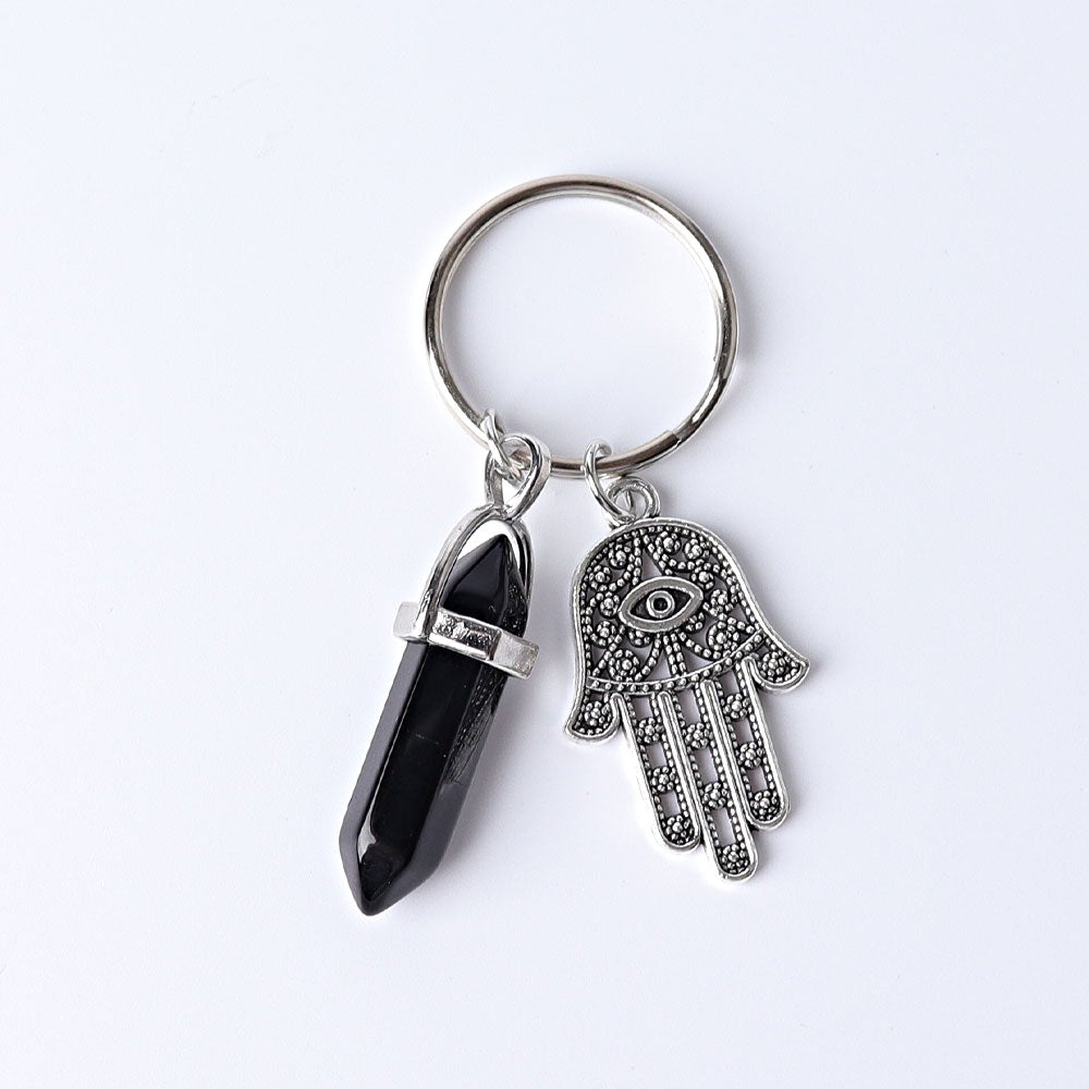 2.5“ Double Terminated Point with Devil's Eye Hand Key Chain for DIY Best Crystal Wholesalers