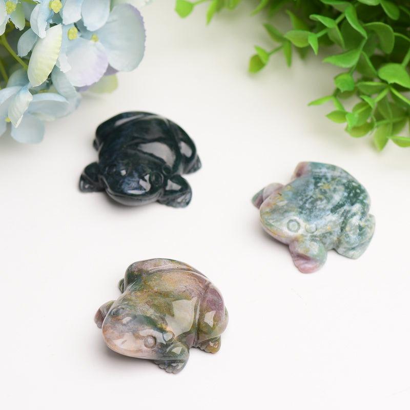 2.0" Moss Agate Frog Crystal Carving Bulk Crystal wholesale suppliers