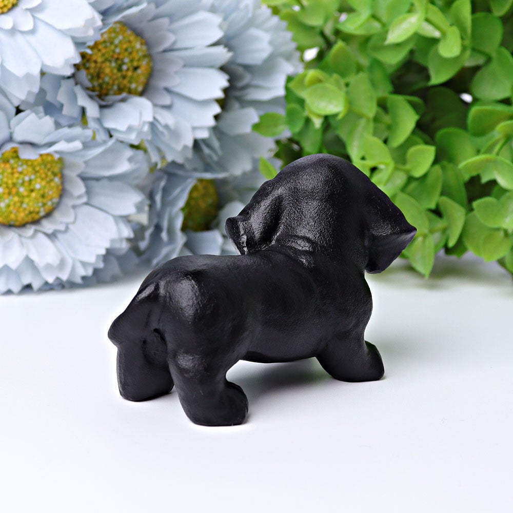 2.7" Black Obsidian Dog Crystal Carving Best Crystal Wholesalers