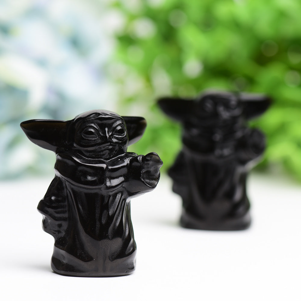 2.3" Black Obsidian Master Crystal Carving Cartoon Bulk Best Crystal Wholesalers