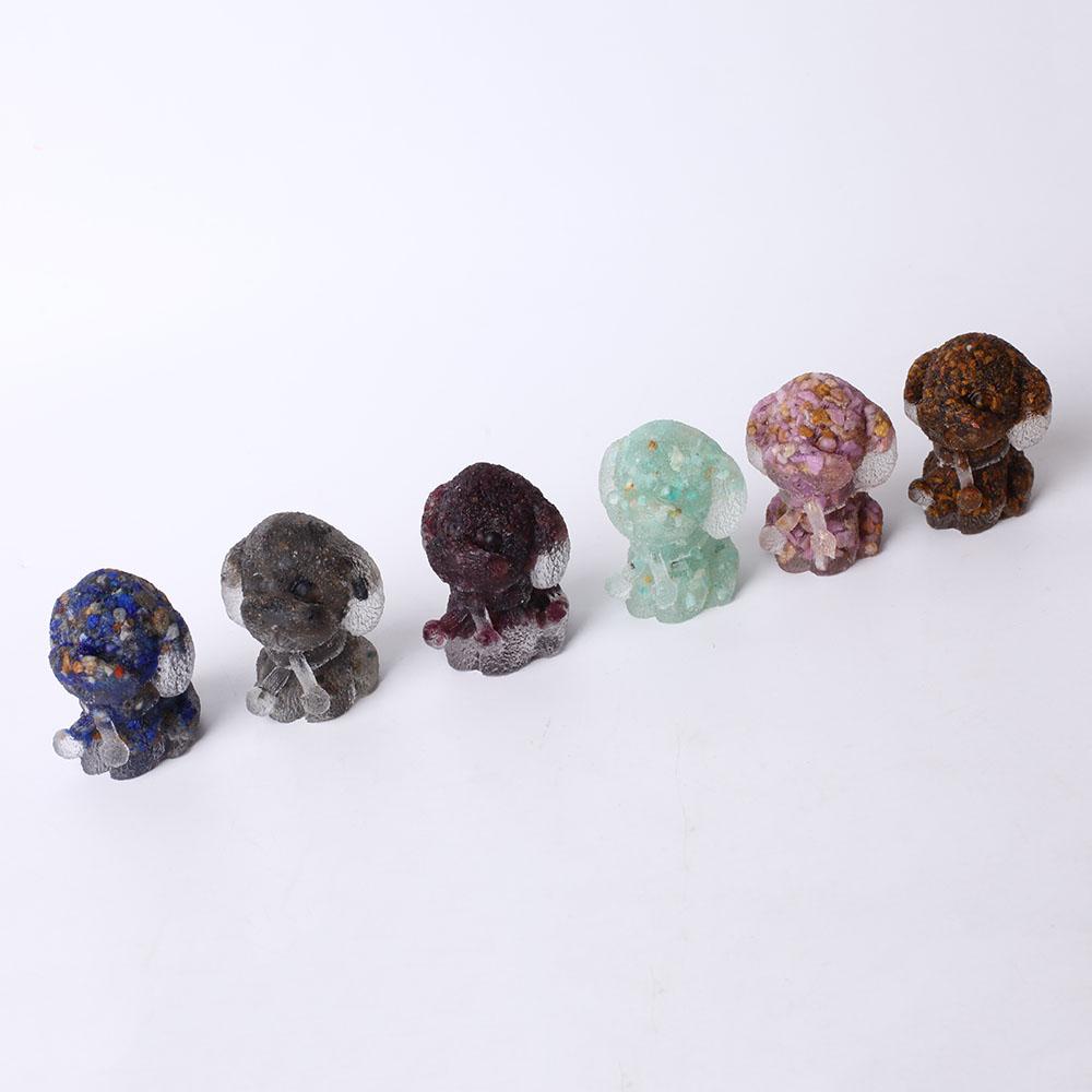 2" Resin Teddy Dog Figurine Infused Crystal Chips on Discount