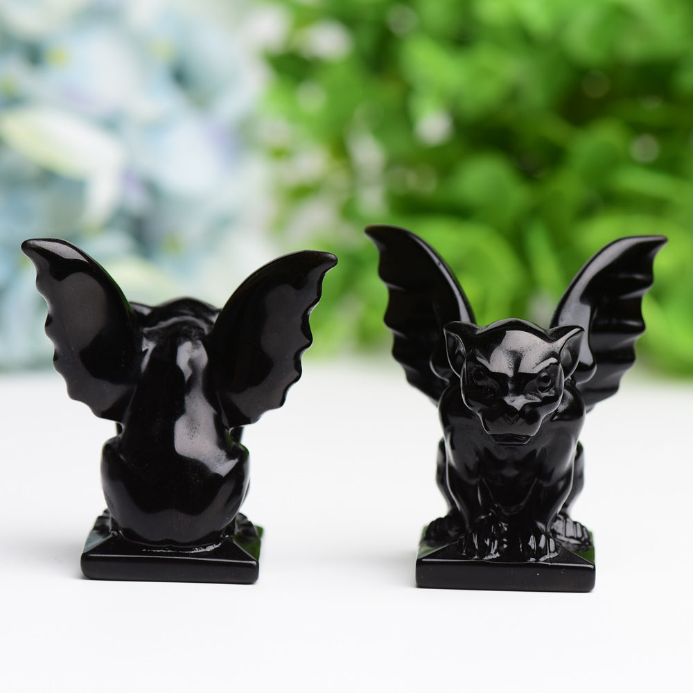 2.2" Black Obsidian Gargoyle Crystal Carving Cartoon Bulk Best Crystal Wholesalers