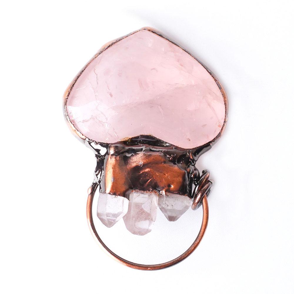 Rose Quartz Heart Shape Crystal Pendant Key Chain DIY Jewelry Best Crystal Wholesalers