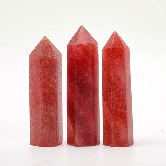 Set of 3 Strawberry Quartz Towers Points Bulk Best Crystal Wholesalers