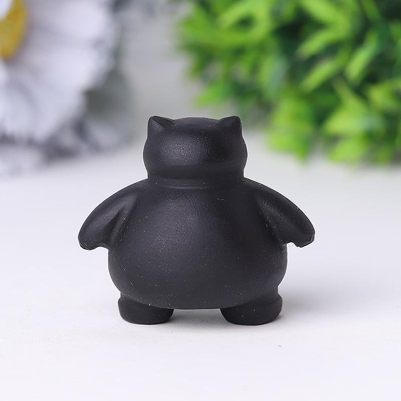 1.8" Black Obsidian Snorlax Crystal Carvings Cartoon Bulk Best Crystal Wholesalers