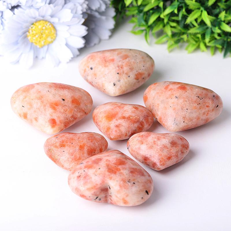 1.8"-2.5" Golden Strawberry Quartz Heart Shape Crystal Carvings Best Crystal Wholesalers