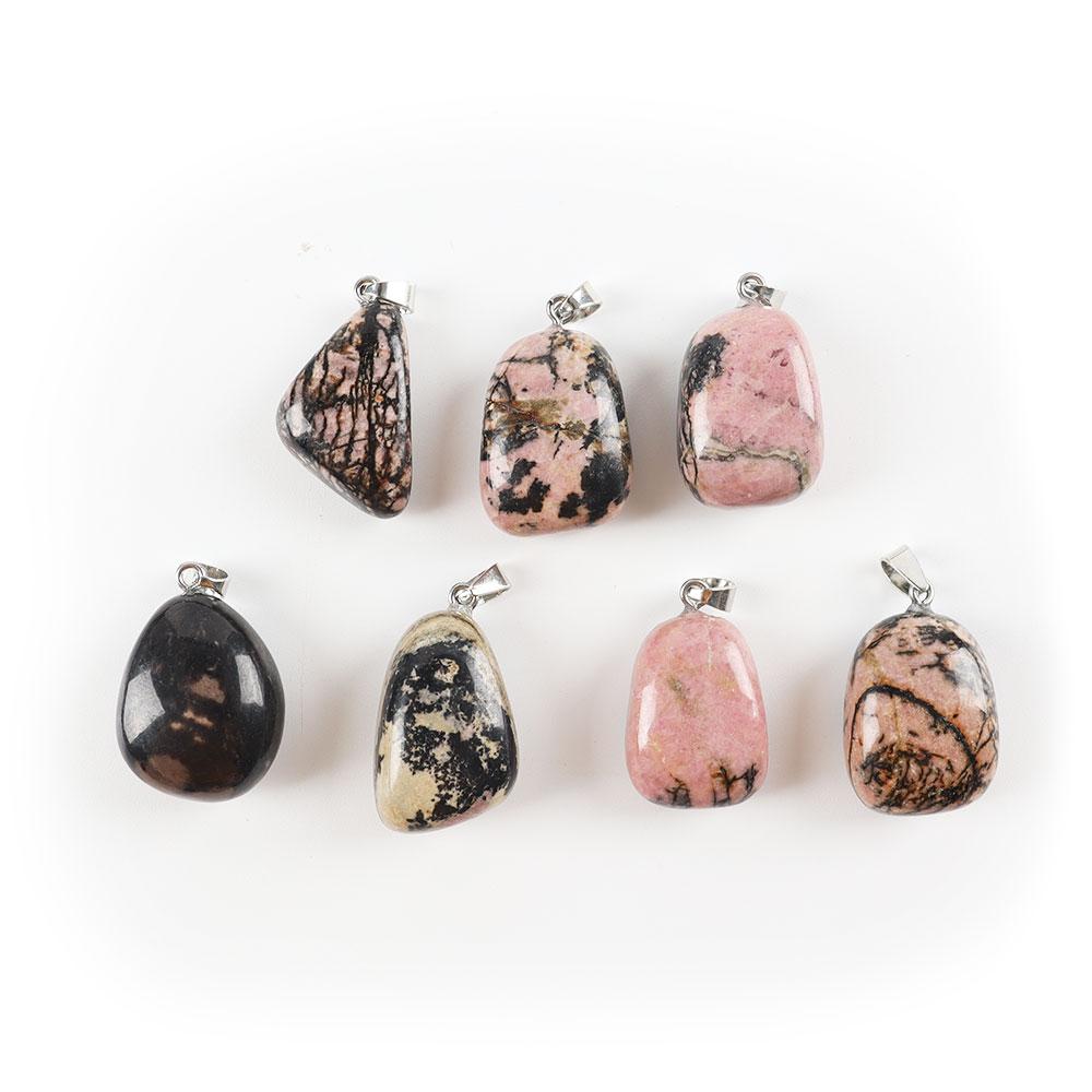 Natural Rhodonite Healing Crystal Polished Stones Irregular Crystal Pendant for Gift Best Crystal Wholesalers