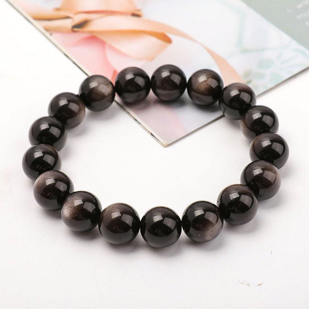 12mm Silver Obsidian Bracelet Best Crystal Wholesalers