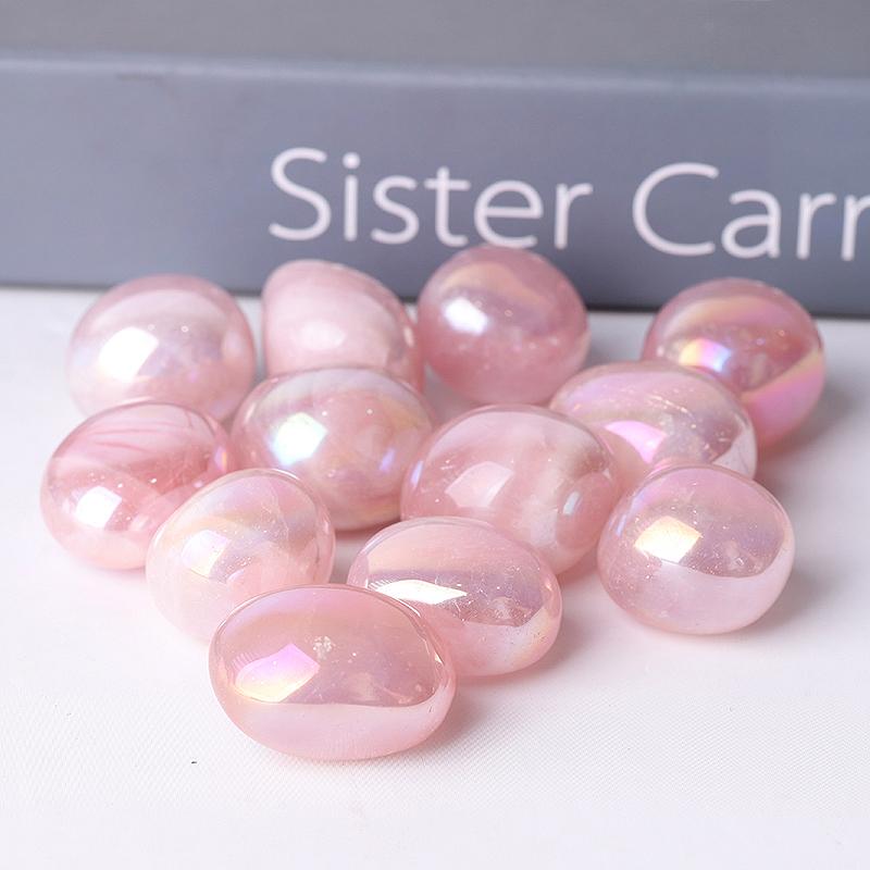 Rose Aura Quartz Tumbles in bulk 