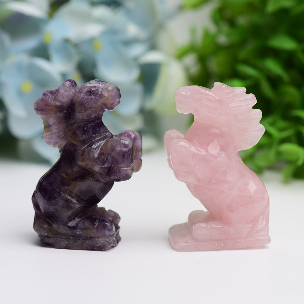 2.5" Pegasus Animal Crytsal Carving Free Form Bulk Best Crystal Wholesalers Dream Amethyst Rose Quartz Opalite Labradorite