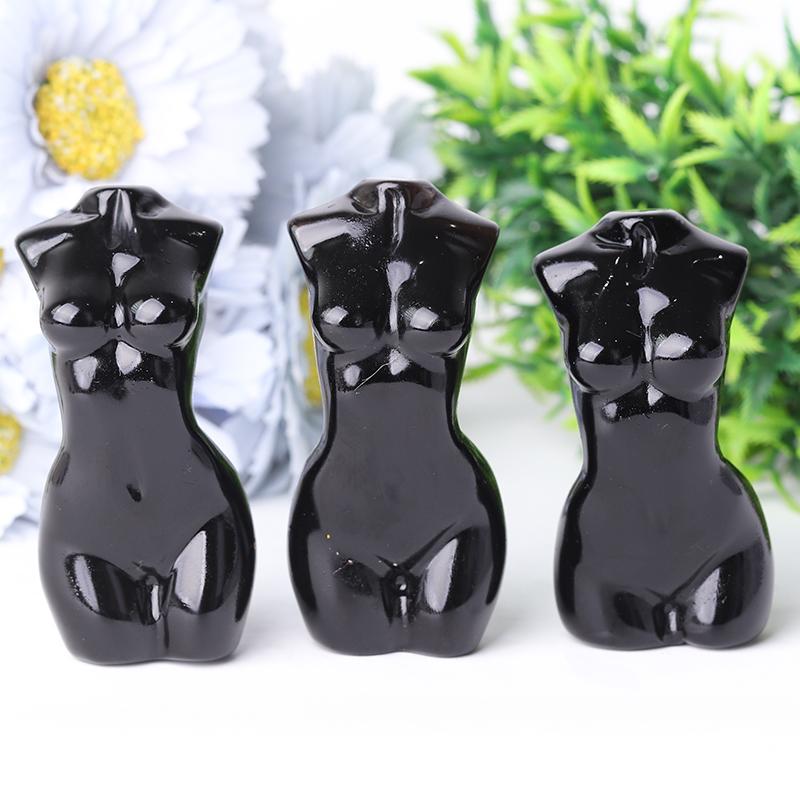 3" Black Obsidian Woman Model Body Crystal Carvings Best Crystal Wholesalers