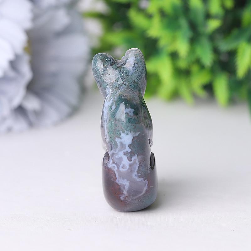 2" Moss Agate Bear Crystal Carving Animal Cartoon Bulk Best Crystal Wholesalers