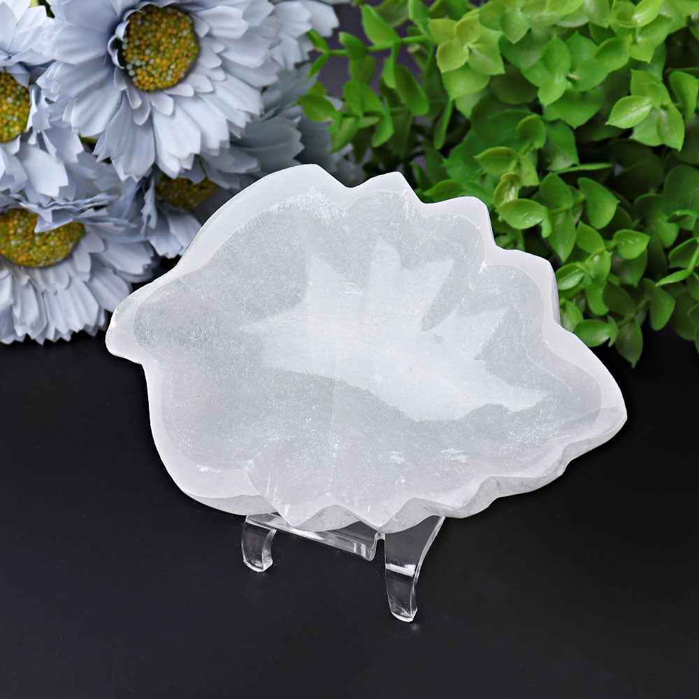 4.8" Selenite Leaf Shape Bowl Crystal Carving Plants Bulk Best Crystal Wholesalers