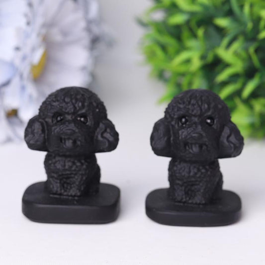 Black Obsidian Teddy Dog Crystal Carvings Animal Bulk Best Crystal Wholesalers