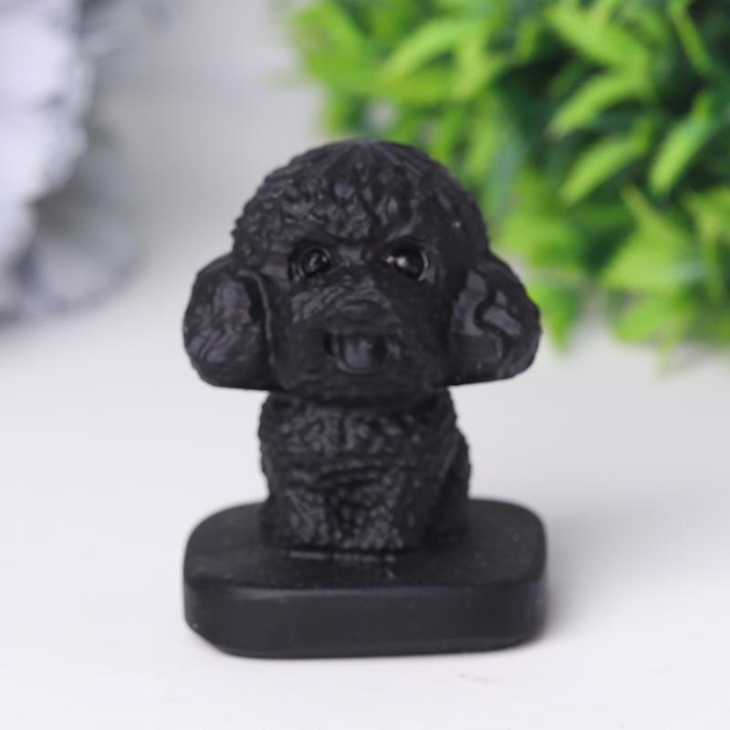 Black Obsidian Teddy Dog Crystal Carvings Animal Bulk Best Crystal Wholesalers