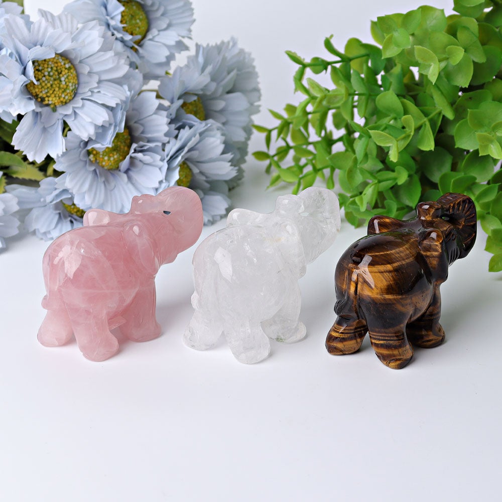 3" Elephant Crystal Carvings Animal Bulk Best Crystal Wholesalers