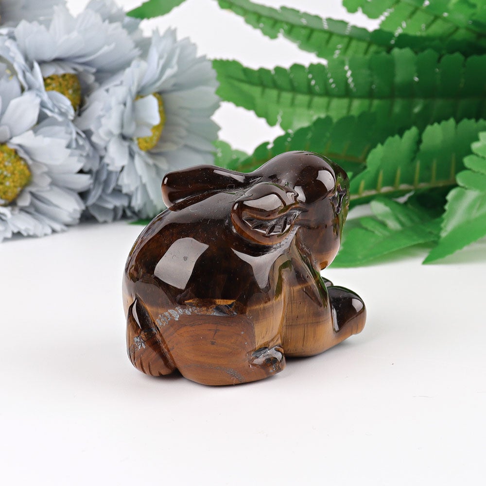 2.4" Tiger's Eye Rabbit Crystal Carving Animal Bulk Best Crystal Wholesalers