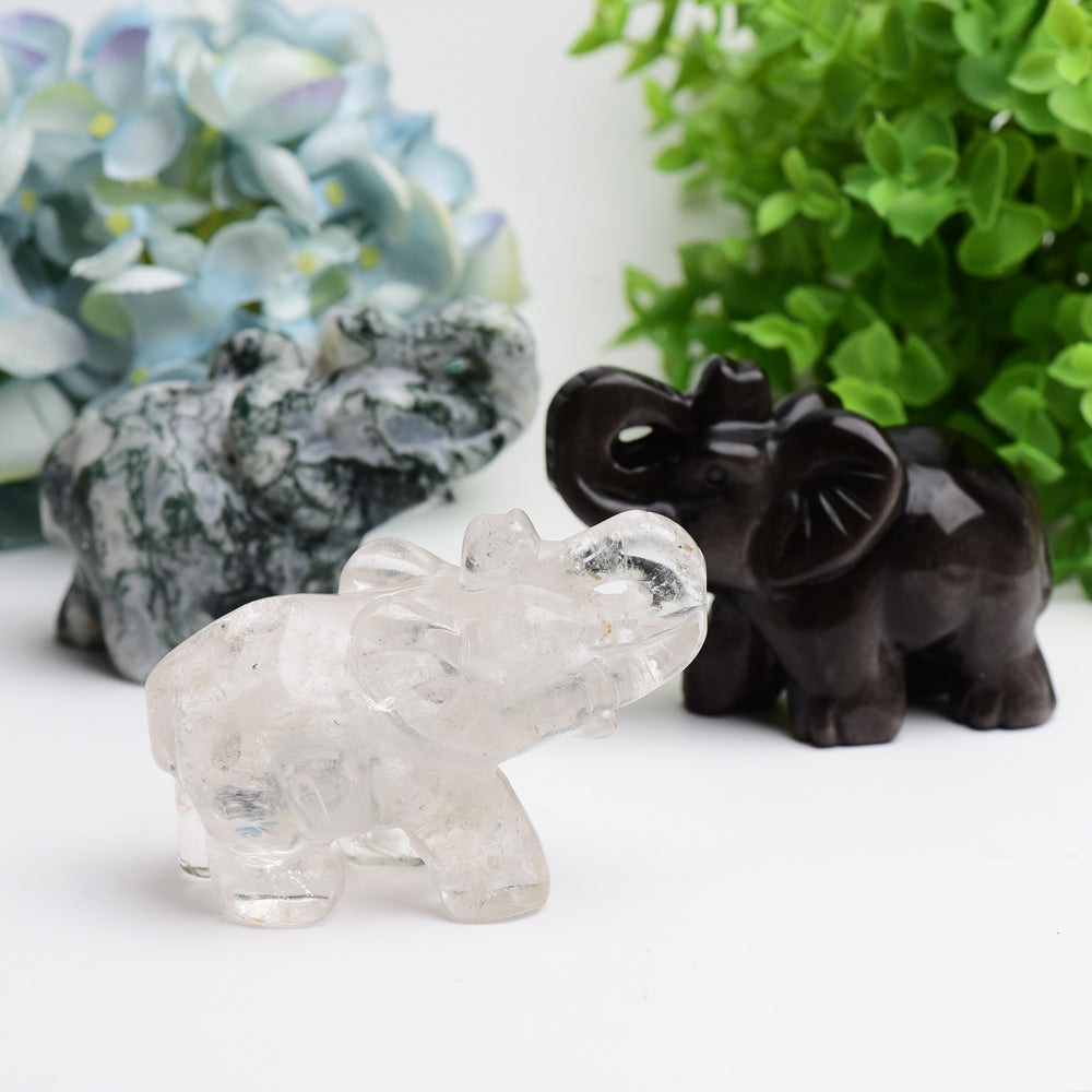 4.0" Mixed Crystal Elephant Animal Crystal Carving  Bulk Best Crystal Wholesalers