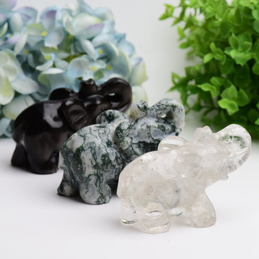 4.0" Mixed Crystal Elephant Animal Crystal Carving  Bulk Best Crystal Wholesalers