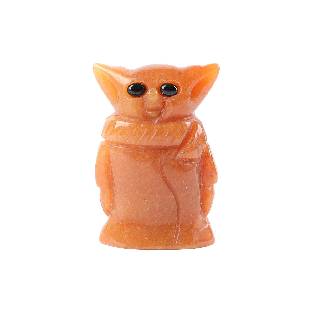 Red Aventurine Crystal Carving Yoda 2" Cartoon BulkBest Crystal Wholesalers