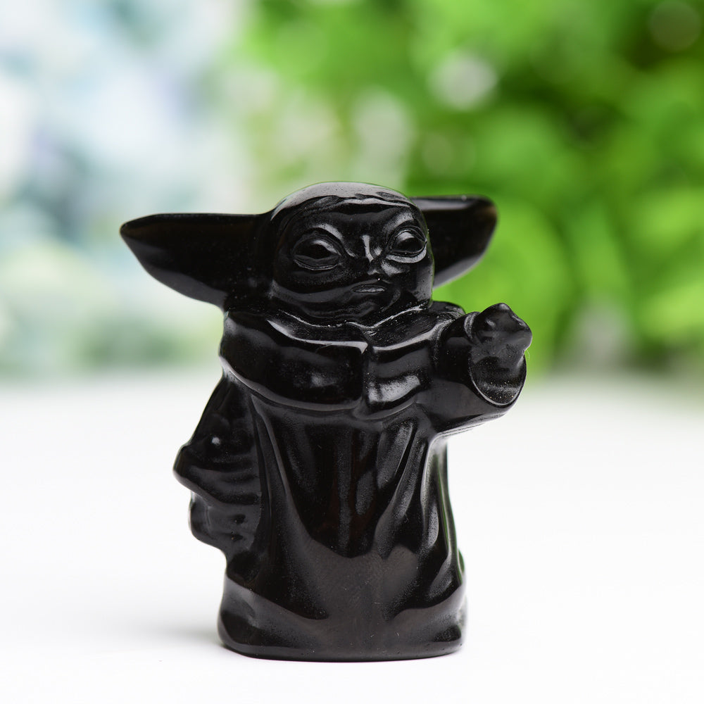 2.3" Black Obsidian Master Crystal Carving Cartoon Bulk Best Crystal Wholesalers