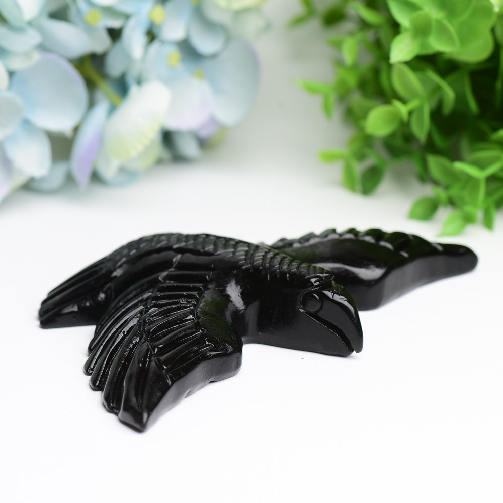 6.0" Black Obsidian Bird Crystal Carving Bulk WholesaleBest Crystal Wholesalers