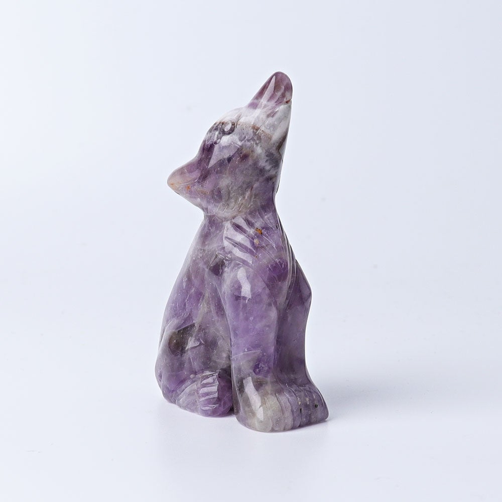 3" Dream Amethyst Wolf Crystal Carvings Animal Bulk Best Crystal Wholesalers