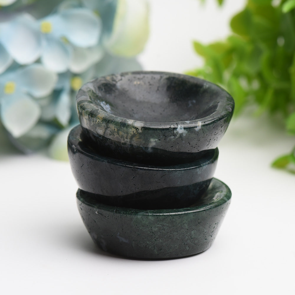 2.2" Moss Agate Bowl Crystal Carving Bulk WholesaleBest Crystal Wholesalers