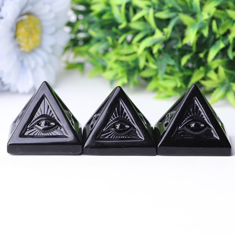 1.6" Black Obsidian Pyramid Crystal Carvings Best Crystal Wholesalers