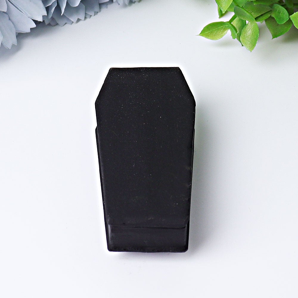 3.1" Matt Black Obsidian Coffin Crystal Carvings Best Crystal Wholesalers