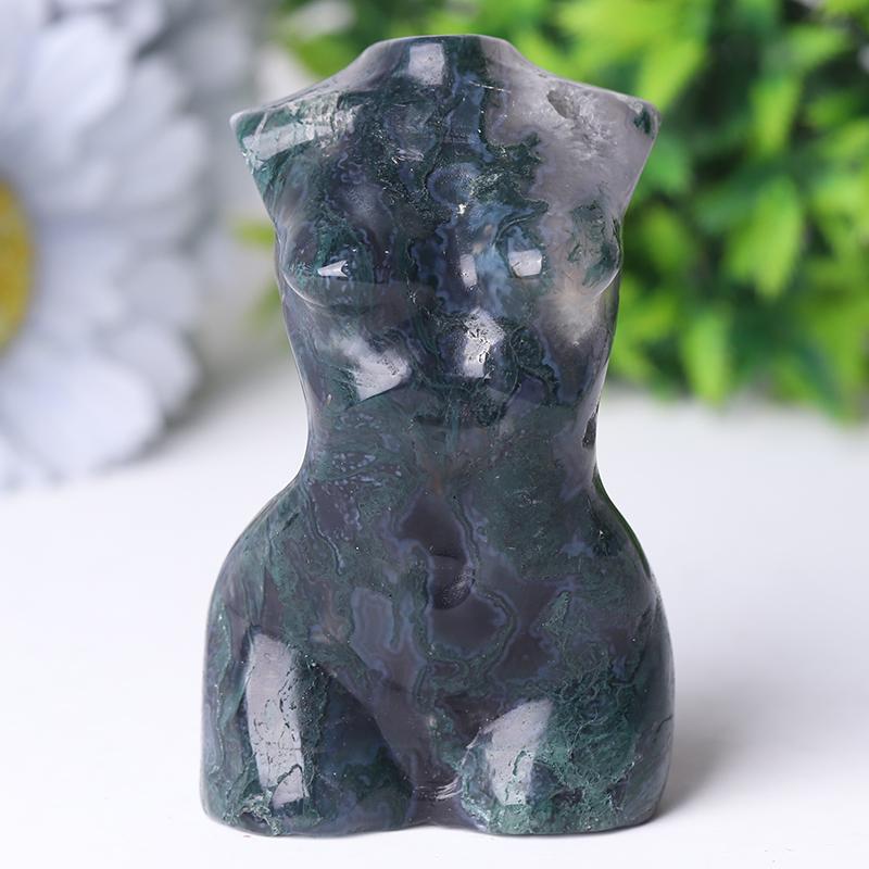 3“ Moss Agate Woman Model Body Crystal Carvings Best Crystal Wholesalers