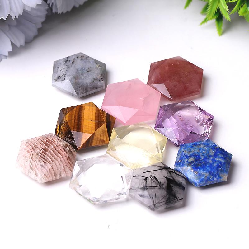 1" Crystal Hexagon Pocket Stone  for Pendant for DIY Best Crystal Wholesalers