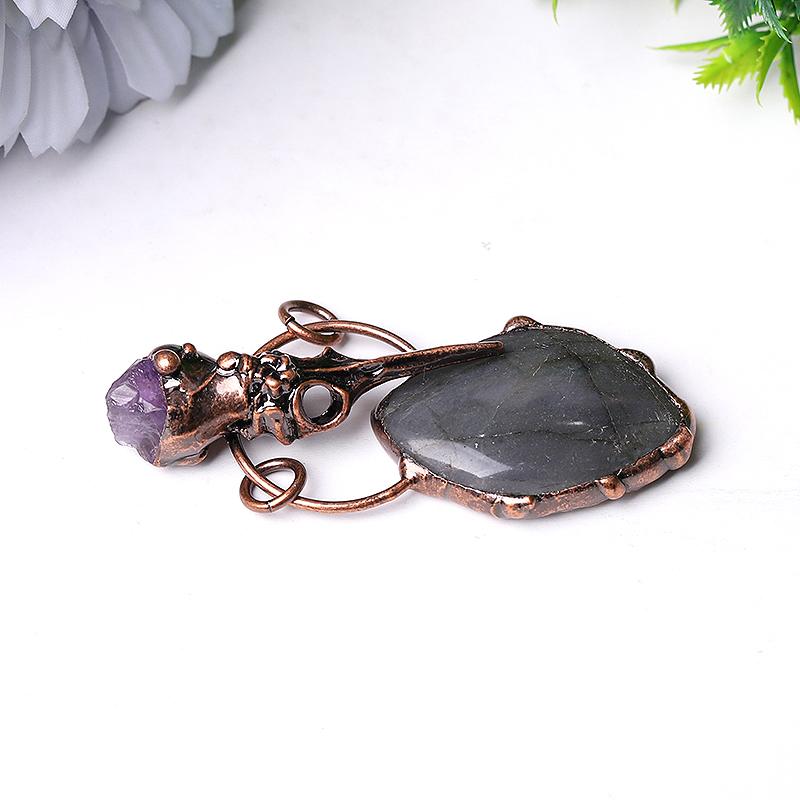 2.5" Labradorite with Amethyst Pendant for Jewelry DIY Best Crystal Wholesalers