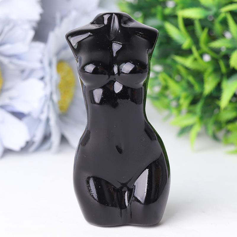 3" Black Obsidian Woman Model Body Crystal Carvings Best Crystal Wholesalers