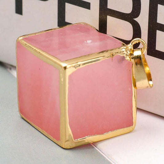 Rose Quartz Cube Pendant Best Crystal Wholesalers