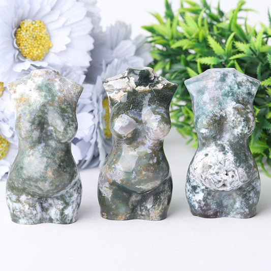 3" Moss Agate Pregnent Woman Body Crystal Carvings Best Crystal Wholesalers