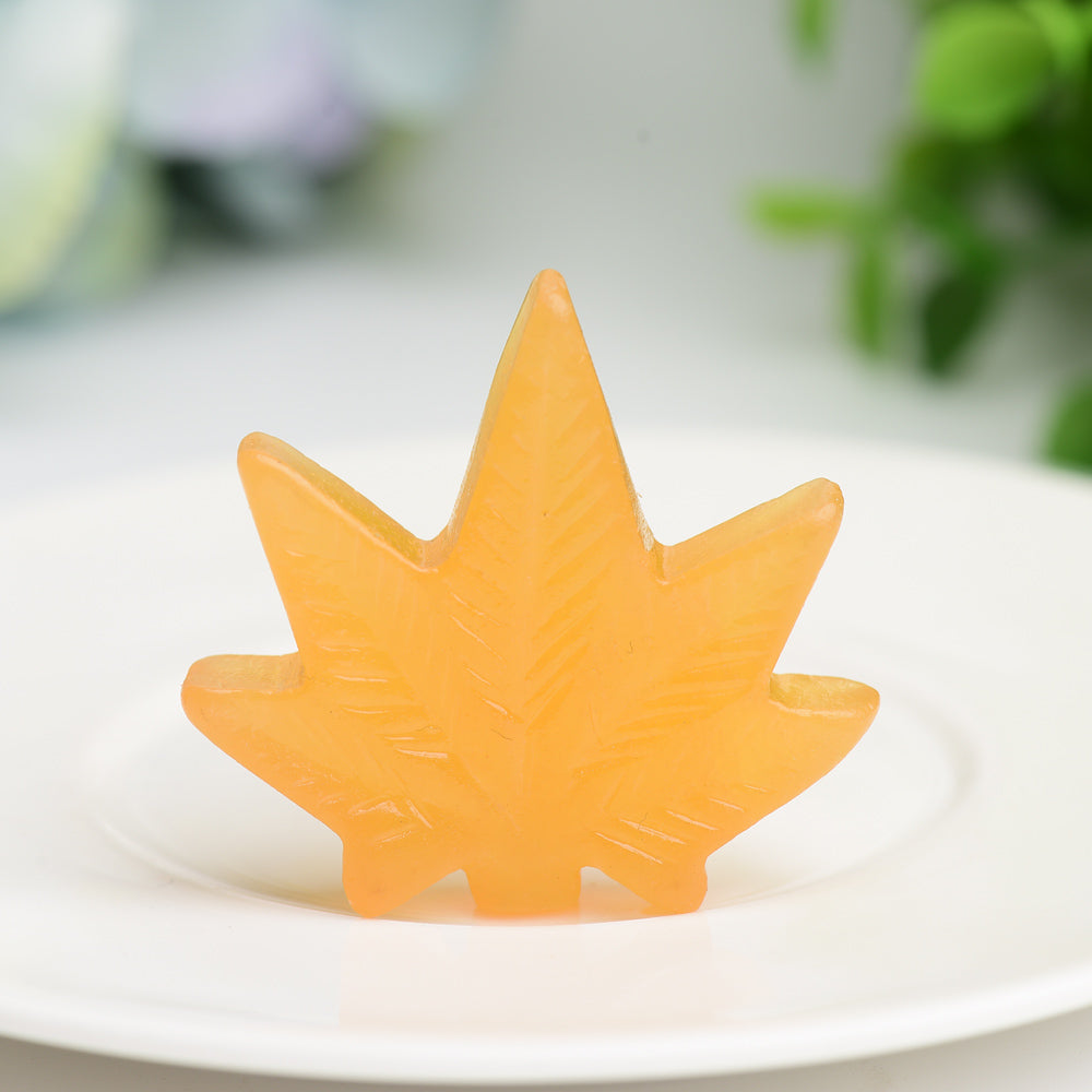 1.7" Mixed Crystal Maple Leaf Crystal Carving Bulk WholesaleBest Crystal Wholesalers